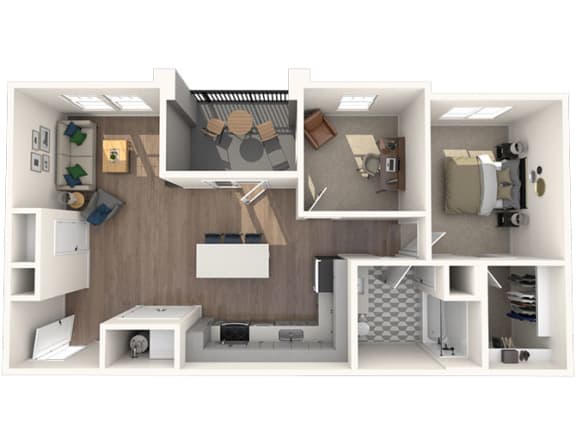 Floor Plan  Premier One Bedroom, One Bathroom Den A