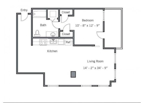 11CB Floor plan. 11CB Floor plan at The Wyatt, Portland