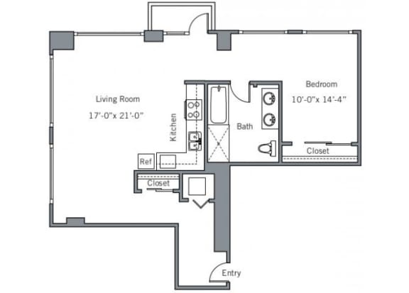 Floor Plan  11CJ Floor plan at The Wyatt, Oregon, 97209