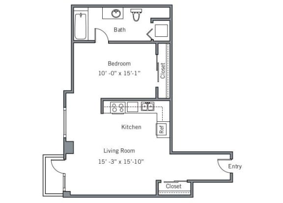Floor Plan  11CLI floor plan at The Wyatt, Portland, 97209