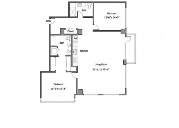 Floor Plan  12CD Floor plan at The Wyatt, Portland, OR, 97209