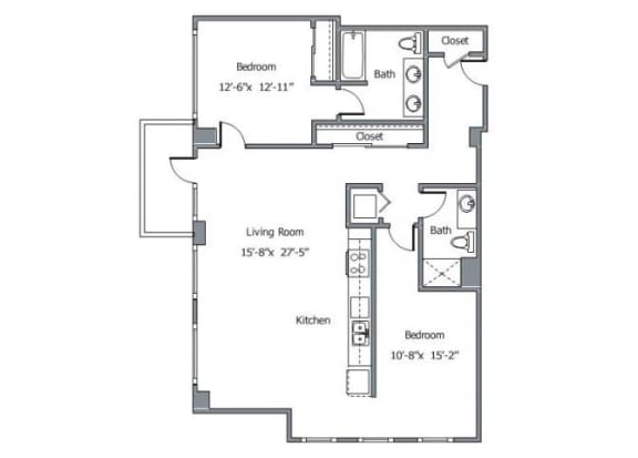 22CB Floor plan at The Wyatt, Oregon, 97209