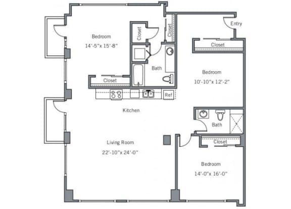 Floor Plan  22CLC Floor plan.at The Wyatt, Portland, OR, 97209