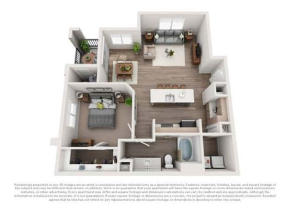 One Bedroom One Bath Premium Or Luxury Floor Plan 970SF One Bedroom One Bath Premium Or Luxury Floor Plan 970SF