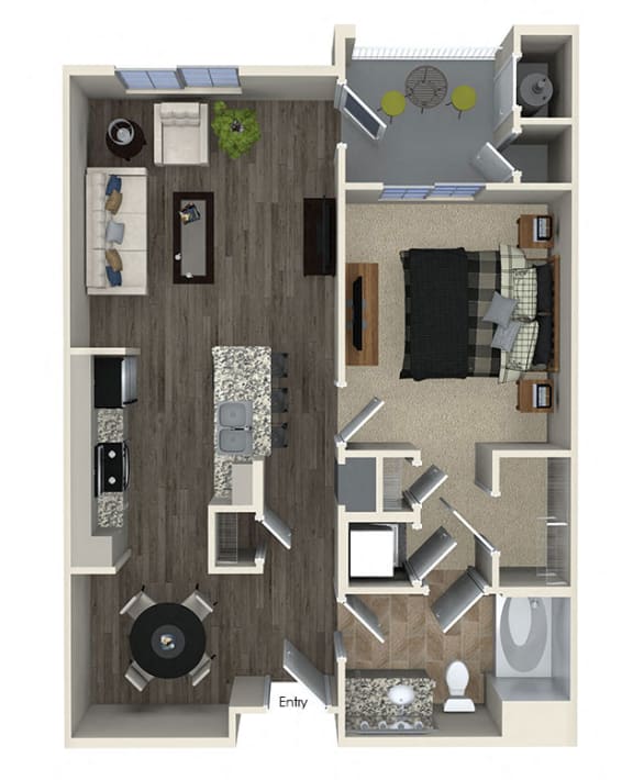 757 sq.ft. A1 Floor plan, at SETA, La Mesa, California