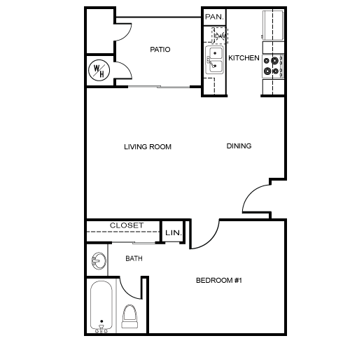 A 588 SF Capricorn Square floorplan