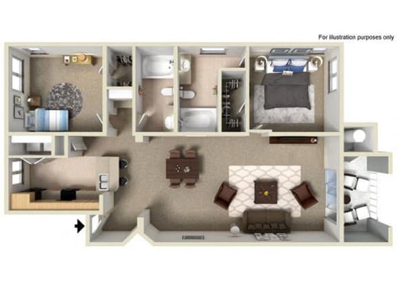 1327 sq.ft. G Floor Plan, at Missions at Sunbow Apartments, 5540 Ocean Gate Lane, CA