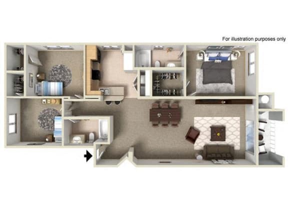 Floor Plan  1327 sq.ft. G Floor Plan, at Missions at Sunbow Apartments, Chula Vista, CA