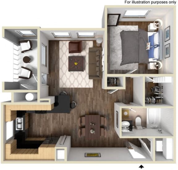 Floor Plan  732 sq.ft. 40a - 1x1 Floor Plan, at Tavera, CA, 91913