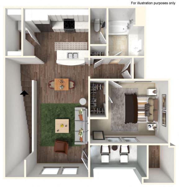 1 Bedroom, 1 Bathroom Floorplan at Avino in San Diego, CA 92130