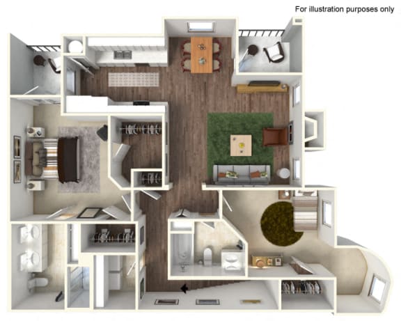 Floor Plan  2 Bedroom, 2 Bathroom Floorplan at Avino