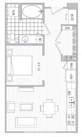 Floor Plan  A Floor Plan at Vora Mission Valley, San Diego, CA
