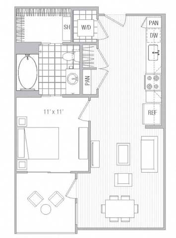 Floor Plan  B Floor Plan at Vora Mission Valley, San Diego, California