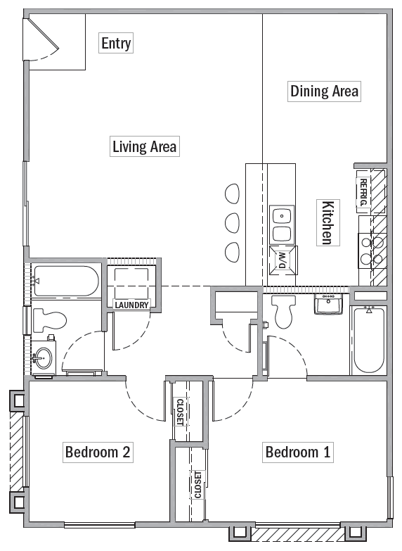 Floor Plan  Two bedroom two bathroom