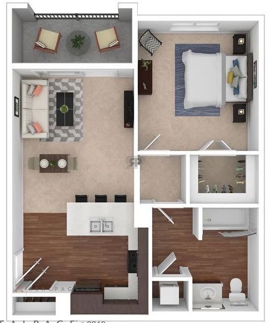 Floor Plan  One Bedroom - 3