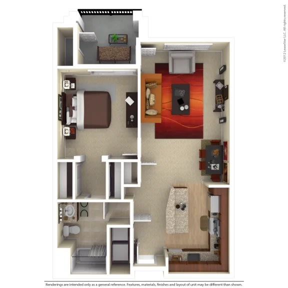 1x1 Floor Plan 750-803 sf
