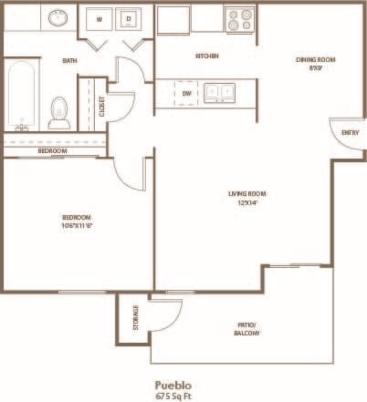 Pueblo Floor Plan Pueblo Floor Plan at AYA ABQ, Albuquerque, New Mexico