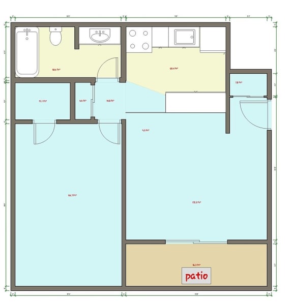 1 Bedroom 1 Bathroom Floor Plan 1 Bedroom 1 Bathroom Floor Plan at Veri at Timberhill, Corvallis, Oregon