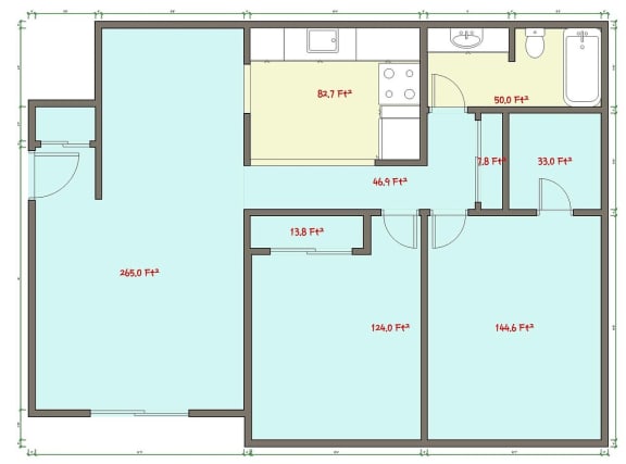 2 Bed 1 Bath Floor Plan 2 Bed 1 Bath Floor Plan at Veri at Timberhill, Corvallis