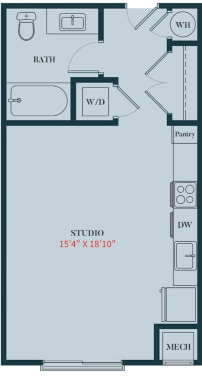 vector illustration of a floor plan of a studio apartment