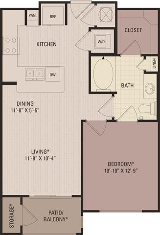 A1 Floor Plan at District 28, Texas, 77054