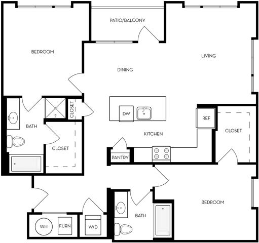 Floor Plan  Two bedroom two bathroom
