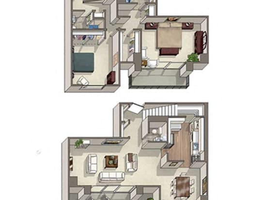 Floor Plan  Two bedroom Two and a half bathroom