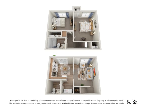 Floor Plan  Combined view of 2x1 Townhome