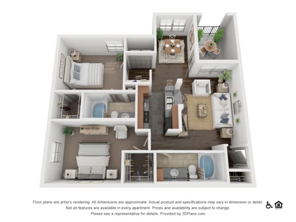One Bed One Bath B Floor Plan at Villas at Stone Oak Ranch, Texas, 78727 at Villas at Stone Oak Ranch, Texas, 78727