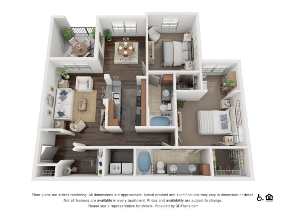 One Bed One Bath B5 Floor Plan at Villas at Stone Oak Ranch, Texas, 78727 at Villas at Stone Oak Ranch, Austin, Texas