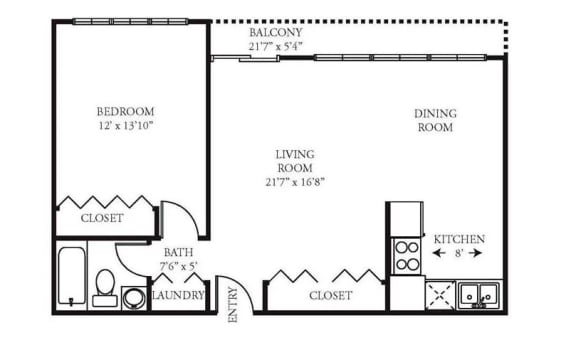 Vista 1B1B 688 sq ft