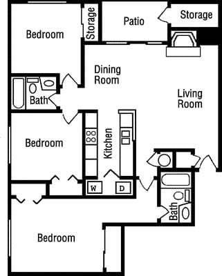 Three bedroom Two bathroom