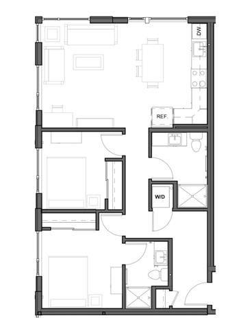 Floor Plan  2Bd - D floor plan