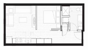 A1 508 Sq.Ft. Floor plan at Tellus on Dexter, Seattle, Washington