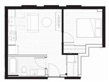G 457 Sq.Ft. Floor plan at Tellus on Dexter, Washington, 98109