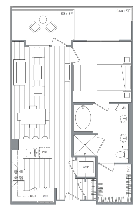 Floor Plan  One bedroom one bathroom