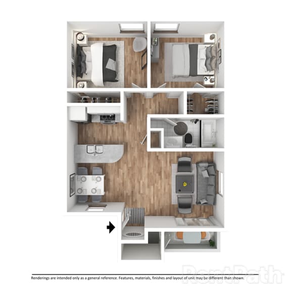 Two Bedroom, One Bath Apartment