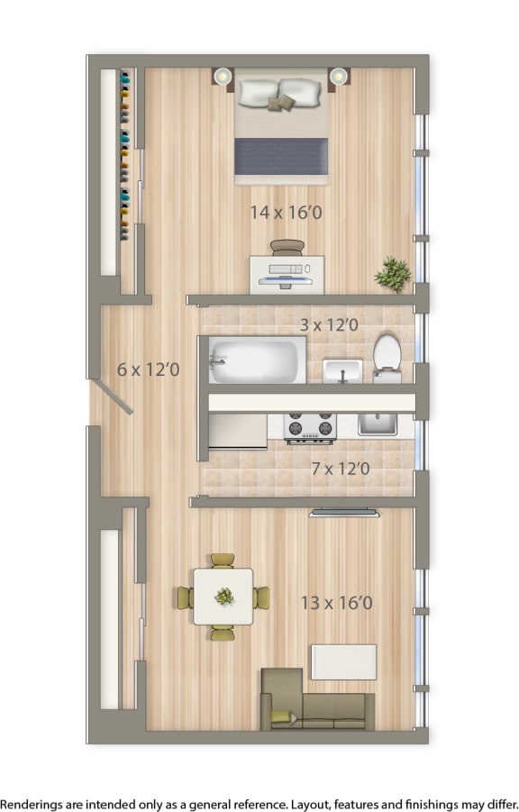 2701 Connecticut apartments 1 bedroom floor plan