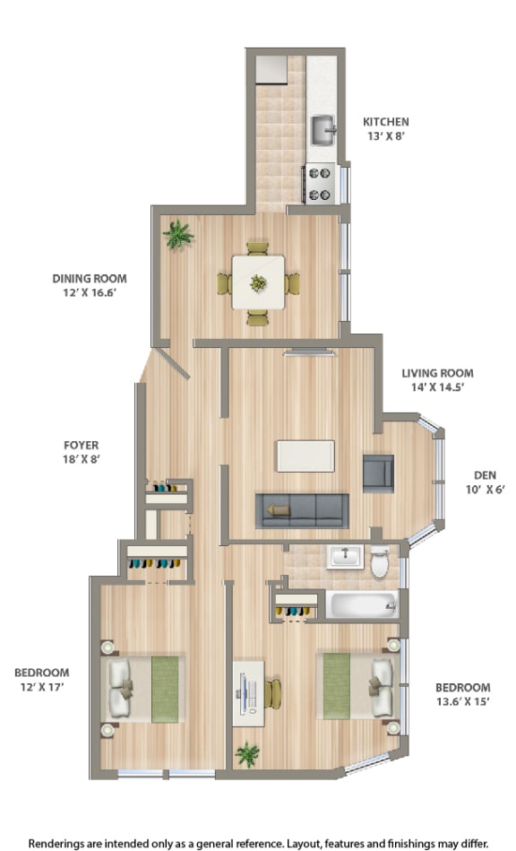 2800 ontario road two bedroom apartment floor plan