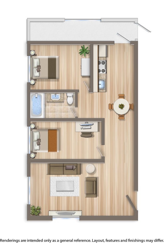 4020 calvert 2 bedroom floor plan