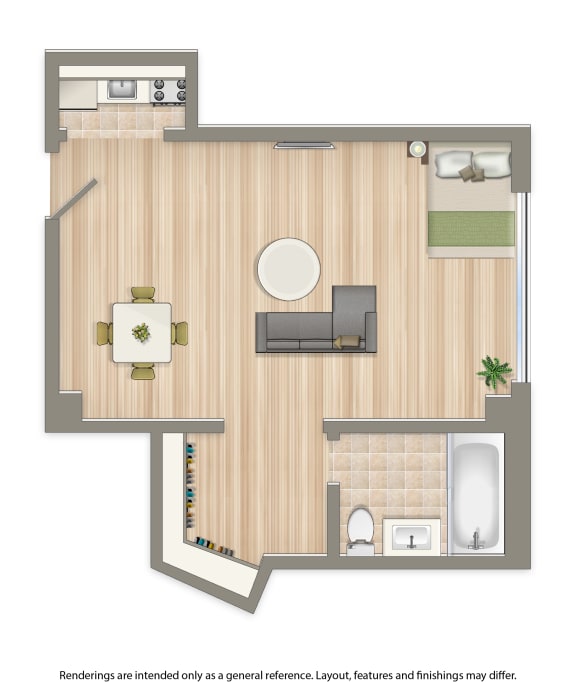 studio apartment floor plan at baystate apartments in washington dc