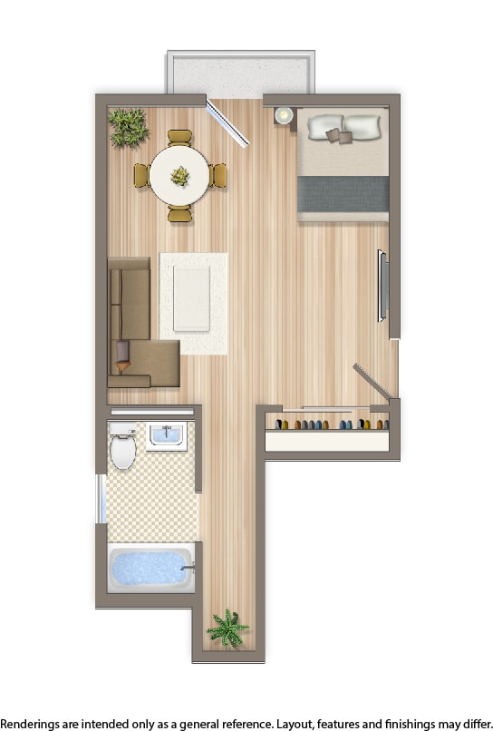 studio floor plan at the cortland apartments in washington dc