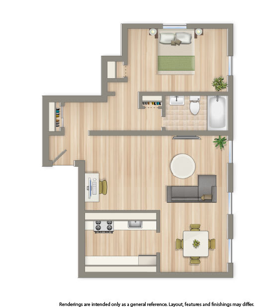 one bedroom apartment floor plan