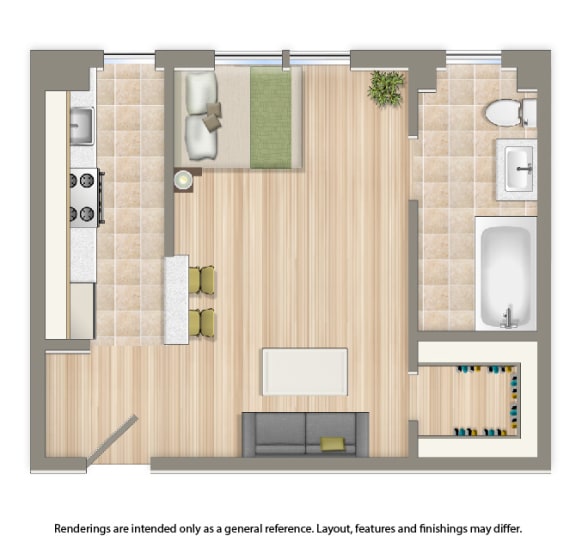 hampton courts studio apartment floor plan