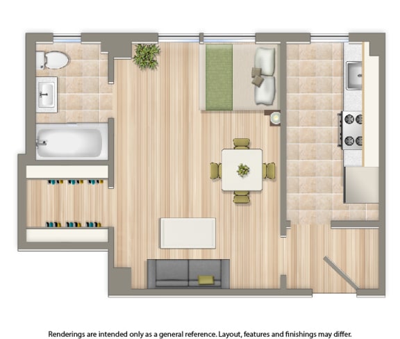 hampton courts studio apartment floor plan