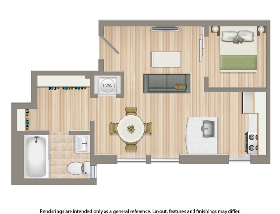 petworth station studio apartment floor plan rendering