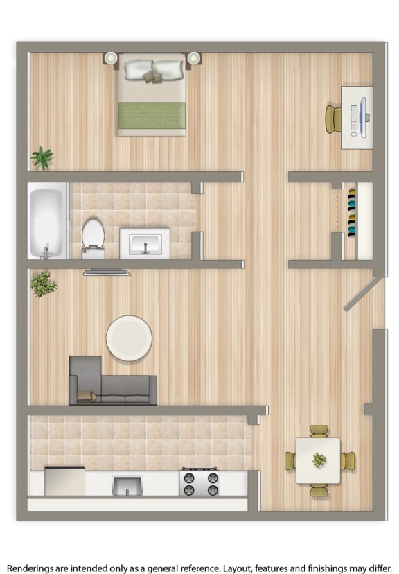 one bedroom apartment floor plan layout at randle circle apartments in washington dc