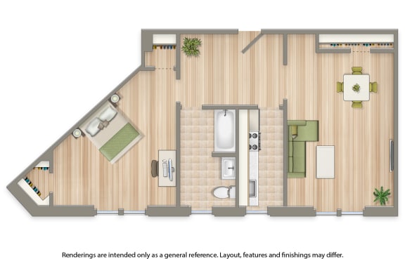 1 bedroom floor plan at the shawmut apartments in adams morgan washington dc