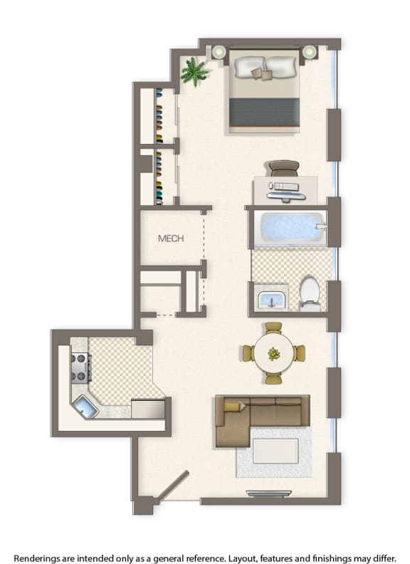 whitelaw 1 bedroom 475 sqft floor plan