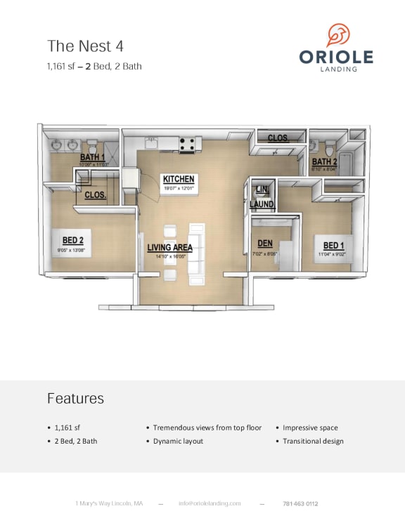 2 bedroom 2 bathroom floor plan C 2 bedroom 2 bathroom floor plan C at Oriole Landing, Lincoln